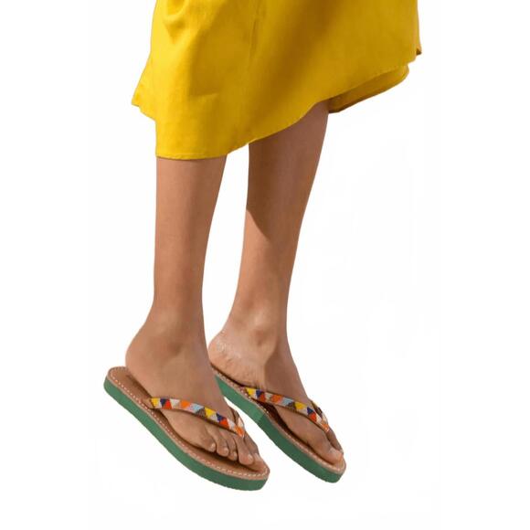 NEW LAIDBACK LONDON women's seri sandals in tribal green - Picture 3 of 4